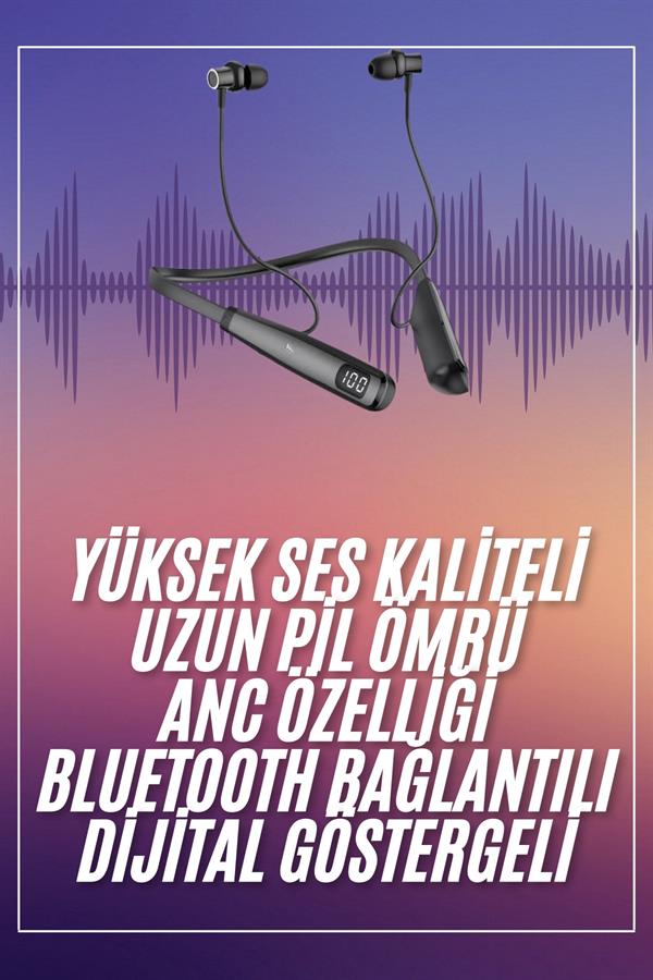 1212784_boyun-askili-100-saat-kablosuz-kulakli-6e2-ea.jpg Boyun Askılı 100 Saat Kablosuz Kulaklık Göstergeli Bluetooth Kulaklık - Görsel 1