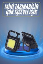 Kamp Çadır Lambası Şarjlı El Feneri Işıldak Anahtarlık Mini Mıknatıslı - Görsel 2