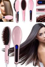 Elektrikli Saç Düzleştirici Tarak Saç Düzleştirici Fırça Sıkı Dişli Pembe - Görsel 3