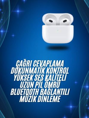 3.Nesil İOS Android Uyumlu Bluetooth 5.0 Beyaz Çağrı Cevaplama
