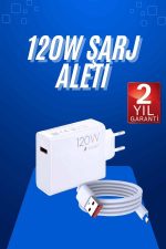120 Watt Turbo Hızlı Şarj Aleti Seti Hızlı Şarj Adaptörü Beyaz - Görsel 2