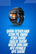 Amoled Ekran Metal Deri Silikon Kordonlu Uyku ve Sağlık Takibi