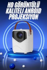 HD Ayaklı Portatif Projeksiyon Cihazı Bluetooth Wifi Akıllı Android İşlemcili - Görsel 2