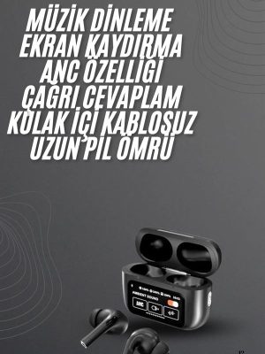 Kulak İçi Bluetooth Kulaklık Ekranlı Müzik Dinleme Çağrı Cevaplama Siyah