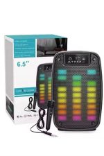 Taşınabilir 6.5 inç LED Bluetooth Kareoke Hoparlör RGB Işıklı Radyolu - Görsel 3