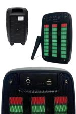 Taşınabilir 6.5 inç LED Bluetooth Kareoke Hoparlör RGB Işıklı Radyolu - Görsel 4