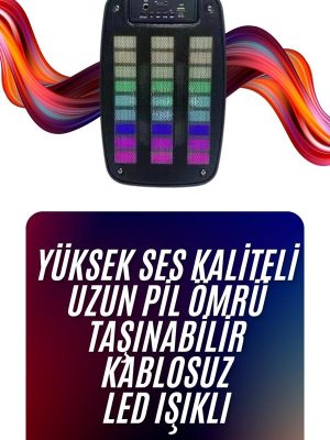 Bluetooth Hoparlör Taşınabilir Şarjlı Işıklı Büyük Boy Yüksek Ses Kaliteli