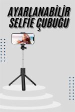Tripod Selfie Çubuğu Bluetooth Kumandalı Kablosuz Led Işıklı - Görsel 2