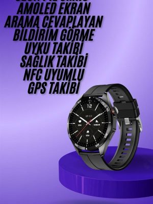 Amoled Ekran 3 Kordonlu Akıllı Saat 5.0 Bluetooth Bağlantılı Android ve İOS Uyumlu