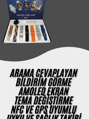 Akıllı Saat Çoklu Kordon Seçenekli Dokunmatik Ekran Nabız Sensörlü