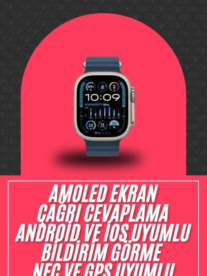 49mm Akıllı Saat Amoled Ekranlı Kadın Erkek Kol Saati Plastik Kordon
