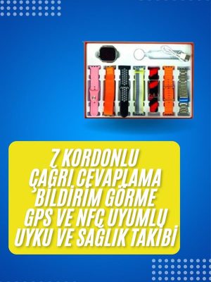 Akıllı Saat Çağrı Cevaplayabilen Unısex 7 Kordonlu Müzik Dinleme