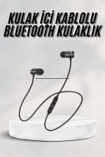 Sports Mıknatıslı Siyah Bluetooth Kulaklık Kablolu Uzun Pil Ömrü - Görsel 2