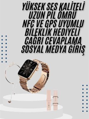 Akıllı Saat 3 Kordonlu Ve Aksesuarlı Bayanlar Için Şık Rose renk