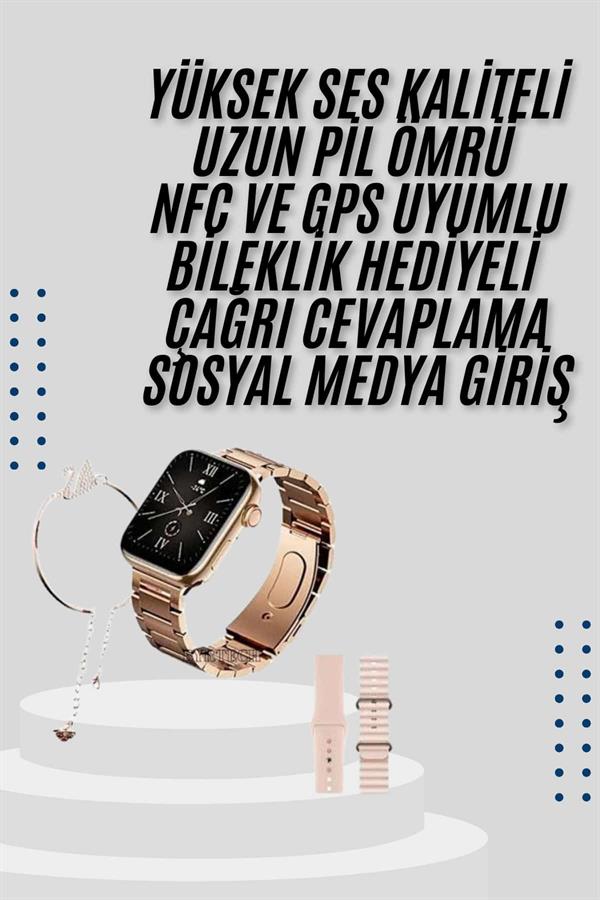 Compressed by jpeg-recompress Akıllı Saat 3 Kordonlu Ve Aksesuarlı Bayanlar Için Şık Rose renk - Görsel 1