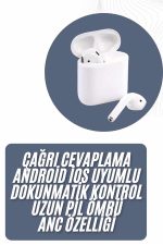 2025 Model Çağrı Cevaplayabilen Bluetooth Kulaklık Beyaz Dokunmatik Kontrol