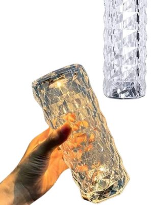 Kristal Lamba Masa Lambası Şarjlı Masa Lambası Dokunmatik Sensör Usb Şarjlı