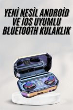 Yeni Nesil Bluetooth Kulaklık Uzun Pil Ömrü El Fenerli Dijital Şarj Göstergeli - Görsel 2