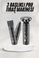 Yüksek Performanslı 3 Başlıklı Profesyonel Şarjlı Islak ve Kuru Kullanıma Uygun - Görsel 2