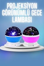Renkli Yıldızlı Gökyüzü Projeksiyon Gece Lambası Pilli ve USB Kablolu - Görsel 2