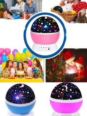 Renkli Yıldızlı Gökyüzü Projeksiyon Gece Lambası Pilli ve USB Kablolu