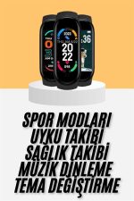M6 Akıllı Bileklik Siyah Adımsayar Spor Takibi Android ve İOS Uyumlu - Görsel 2
