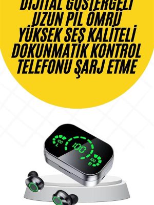 Kablosuz Bluetooth Kulaklık Çift Telefon Destekli Powerbankli Dijital Göstergeli