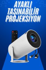 Taşınabilir Projeksiyon Ayaklı Projektör Android Uyumlu HDMI Girişli - Görsel 2