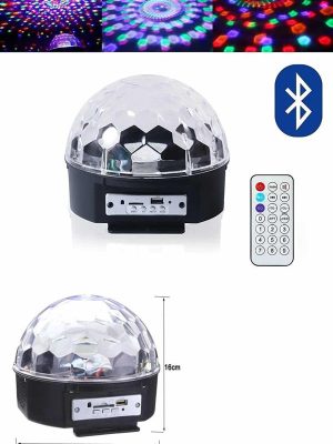 Küre Disko Topu Müzik Çalar Renkli Lazer Işıklı Bluetooth Disko Parti Işığı Kumandalı