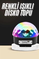 Led Işık Disko Topu Bluetooth Hoparlörlü USB Müzik Çalar Kumandalı - Görsel 2