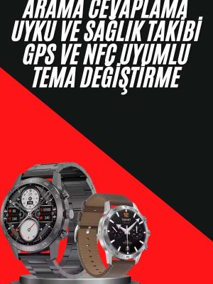 Erkeklere Özel Akıllı Saat Çelik Kordon Bluetooth Bağlantılı İOS ve Android Uyumlu