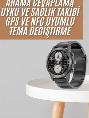 Akıllı Saat Çelik Kordon Çağrı Cevaplama Amoled Ekran Titreşimli Uyku ve Sağlık Takibi