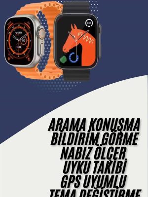 Akıllı Saat Kordon Hediyeli Güçlü Batarya Kapasiteli Titreşimli Bildirim Görme Unisex