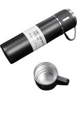 Termos Seti 3'lü Bardak Seti Isı Dayanıklı Siyah Paslanmaz Çelik Vakumlu - Görsel 5