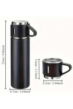 Termos Seti 3'lü Bardak Seti Isı Dayanıklı Siyah Paslanmaz Çelik Vakumlu - Görsel 4