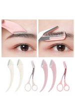 Taraklı Kaş Bıyık Makası Ve Kaş Ustura Seti Kaş Bıyık Tüy Alma Epilasyon Aleti 2'li Set - Görsel 4