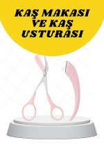 Kavisli Kaş Düzeltici Seti Kaş Makası ve Kaş Usturası Paslanmaz Çelik Bıçaklı - Görsel 2