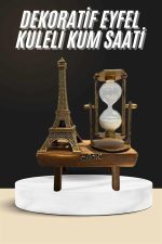 Retro Eyfel Kulesi Ve Kum Saati Dekoratif Ahşap Görünümlü Masa Biblosu - Görsel 2