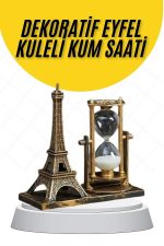 Dekoratif Eyfel Kulesi ve Kum Saati Vintage Tarzı Masa Süsü Biblo - Görsel 2