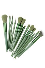 Makyaj Fırça Seti Yeşil 13 Parça Fondöten Fırçası Allık Fırçası Far Fırçası - Görsel 4