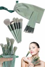 Makyaj Fırça Seti Yeşil 13 Parça Fondöten Fırçası Allık Fırçası Far Fırçası - Görsel 3