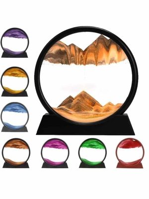 7 Inç Mavi Orta Boy Dekoratif Yuvarlak Şık Kum Tablosu Modern Dekoratif Süs