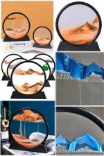 7 Inç Mavi Orta Boy Dekoratif Yuvarlak Şık Kum Tablosu Modern Dekoratif Süs - Görsel 4