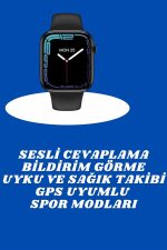 Akıllı Saat Nabız Ölçebilen Adımsayar Kalori Hesaplama Tema Değiştirme GPS Uyumlu