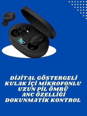 İkili Bluetooth Kulaklık Dijital Göstergeli Uzun Pil Ömrü Yüksek Ses Kaliteli