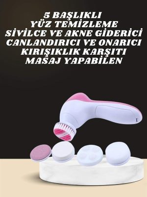 İkili Cilt Bakım Seti 5 Başlıklı Yüz Temizleme ve Masaj Aleti Canlandırıcı ve Onarıcı
