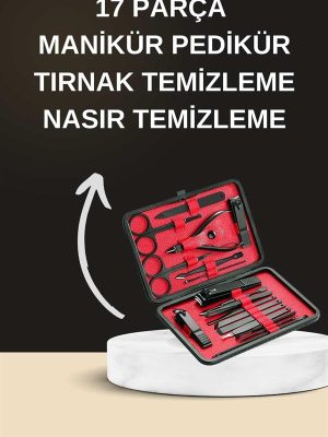 Elektrikli Manikür Pedikür Seti İkili Set 17 Parça Tırnak Bakımı Nasır Temizleme Tırnak Şekillendirme