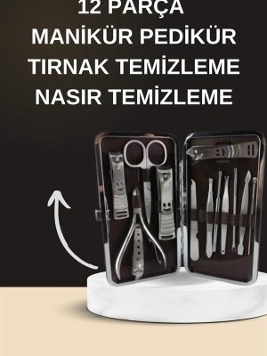 Elektrikli Manikür Pedikür Seti İkili Set 12 Parça Tırnak Bakımı Törpü Protez Çıkarma