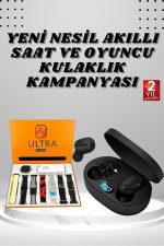 Dijital Göstergeli Kulaklık ve 7 Kordonlu Akıllı Saat Android ve İOS Uyumlu Uyku Takibi Sesli Görüşme - Görsel 2