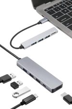 Macbook Pro/air Uyumlu USB Type-C 8 In 1 Hub Dönüştürücü Çevirici Çoklayıcı USB Hdmı Micro Sd 8 Girişli